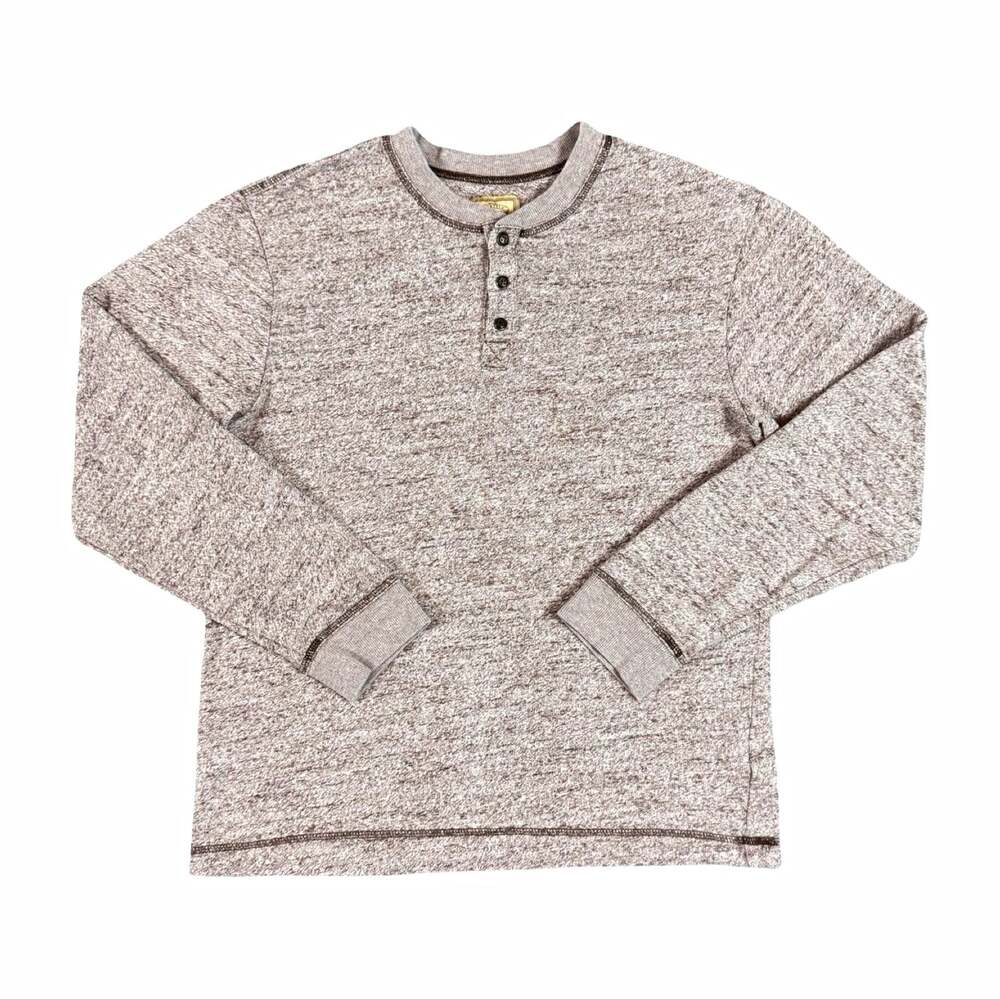 UGG Mens Sweater M Gray Heathered Knit Henley Button Pullover Long Sleeve